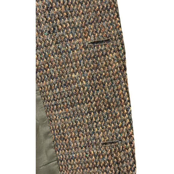 Vintage Harris Tweed Wool Sport Coat Blazer 2-Button Brown Blue Mens Size 38R/S? - Picture 8 of 16